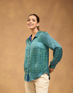 Green Rayon Blend Hand Block Printed Allure Shirt