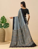 Indigo Viscose Blend Ajrakh Printed Sari