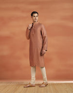Orange Viscose Silk Slim Fit Long Kurta