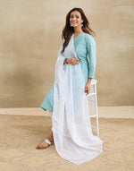 White Cotton Blend Chikankari Dupatta