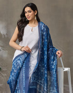 Indigo Cotton Silk Blend Hand Block Print Dupatta