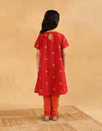 Red Cotton Dobby 3pc Churidar Set