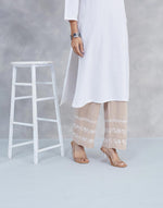 Beige Cotton Chikankari Pallazo