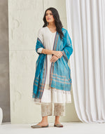 Turquoise Cotton Silk Blend Maheshwari Dupatta