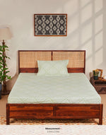 Green Sadhil Cotton Printed Bed Sheet With 1 Pillow Cover