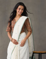 Sage Cotton Silk Blend Woven Wonders Jamdani Sari