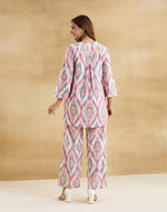 Pink Cotton Ikat Pant & Tunic Set