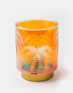 Yellow Dhaani Glass Etched T-Lite Holder Gift Set With 2 Pillar Candles