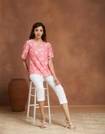 Pink Cotton Silk Printed Top