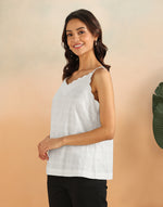 White Cotton Dobby Blossom Top