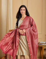 Pink Silk Blend Hand Block Print Dupatta