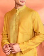 Yellow Viscose Silk Short Kurta