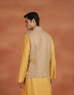 Beige Viscose Silk Nehru Jacket