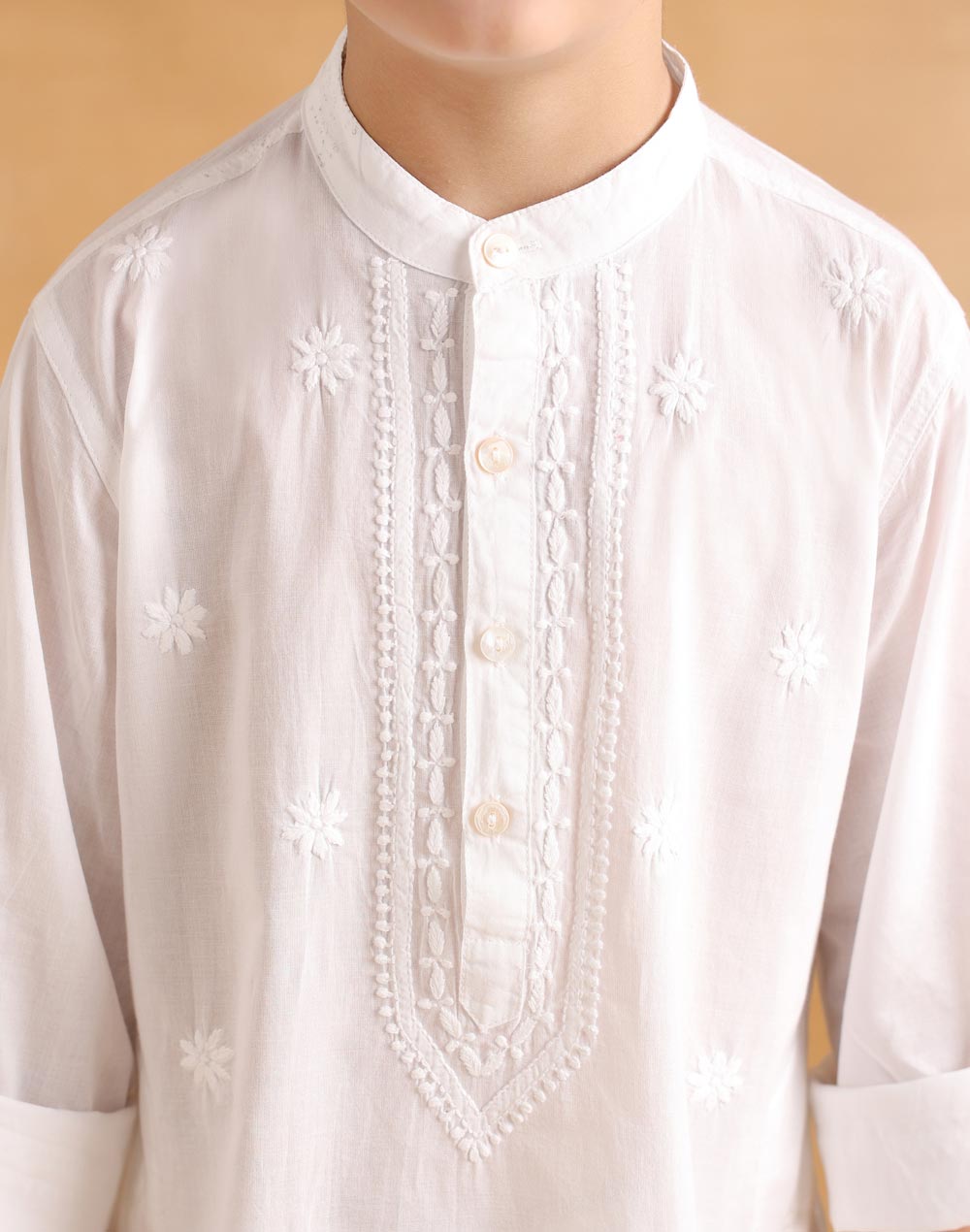 White Cotton Chikankari Modern Heirloomlong Kurta