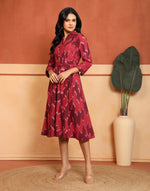 Pink Cotton Woven Midi Dress