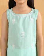Teal Cotton Chikankari 3pc Garara Set