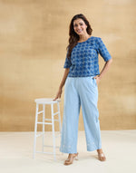 Indigo Cotton Dabu Printed Short Top