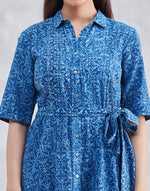 Indigo Cotton Dabu Midi Dress