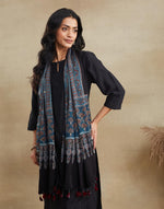Indigo Viscose Blend Ajrakh Printed Stole