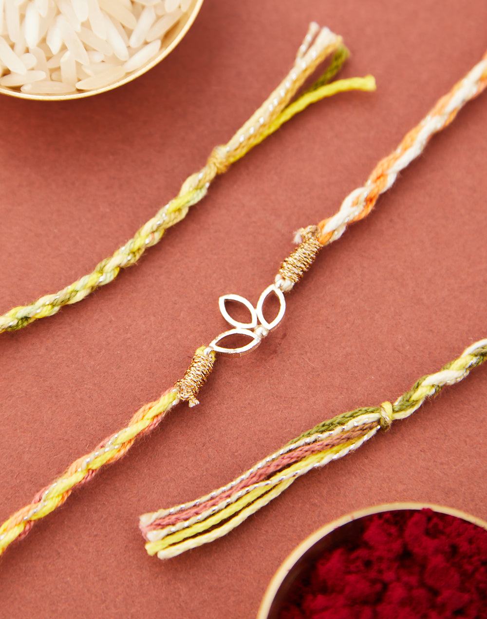 Multi Silver Floral Motif Rakhi