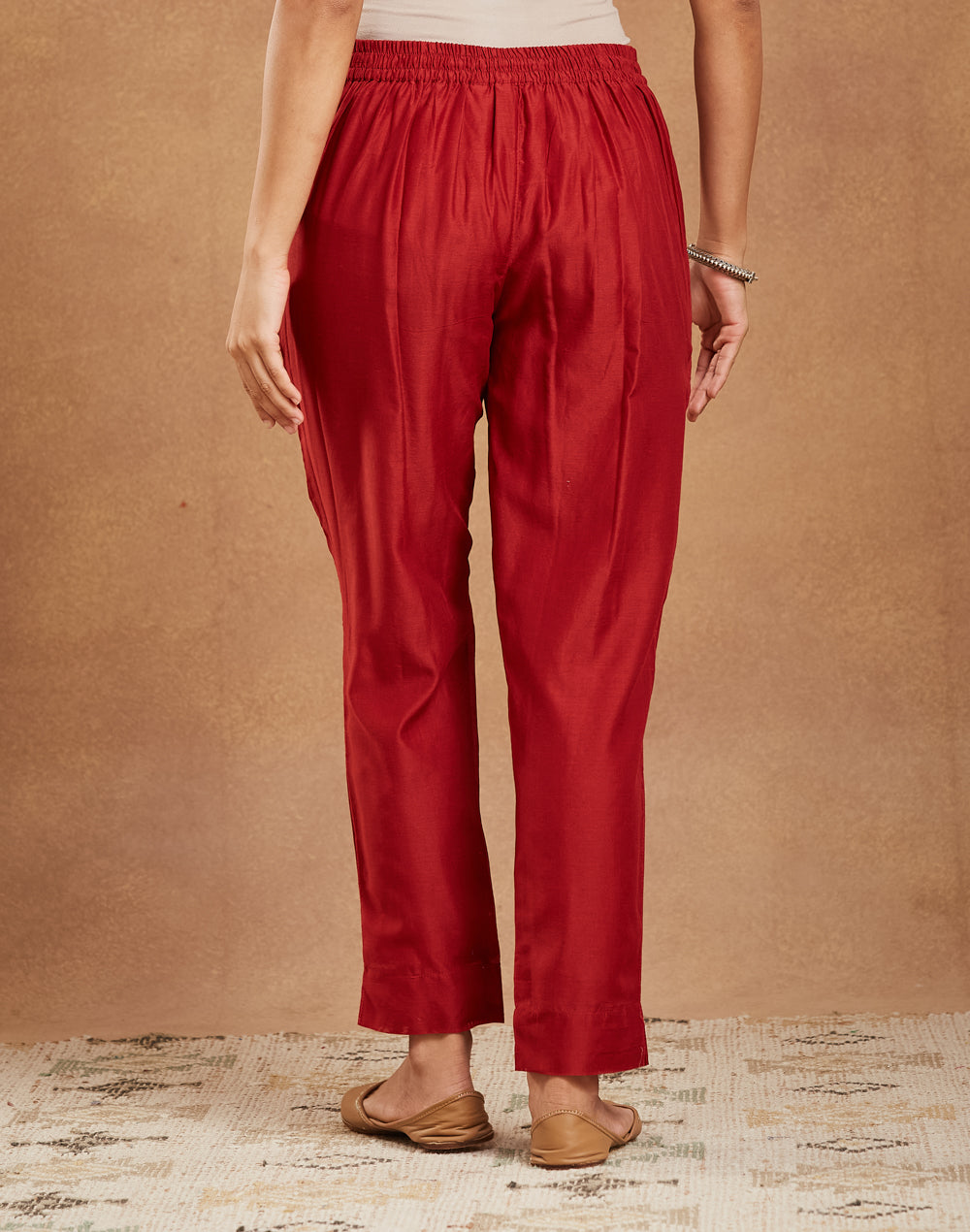 Maroon Cotton Silk Ethnic Pant
