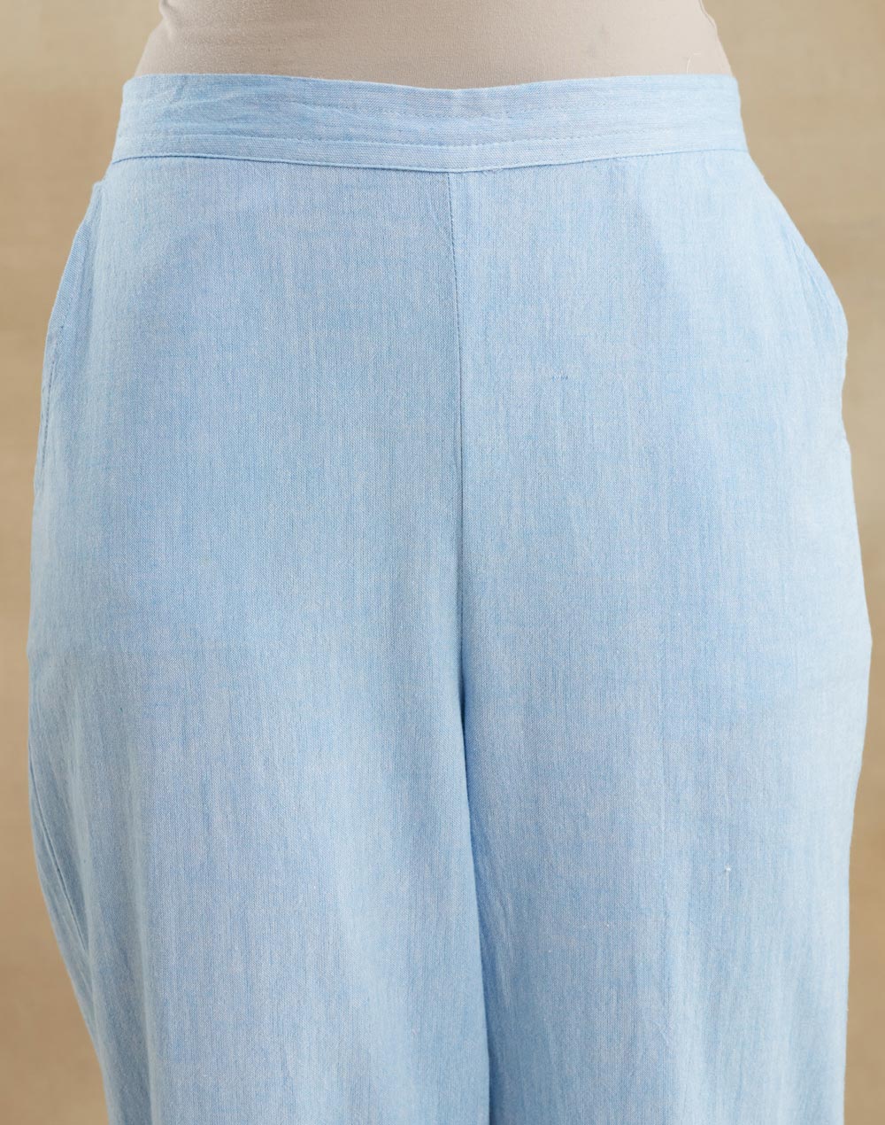 Light Blue Cotton Chikankari Casual Stride Tapered Pant