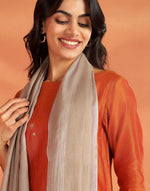Beige Cotton Silk Blend Hand Woven Stole