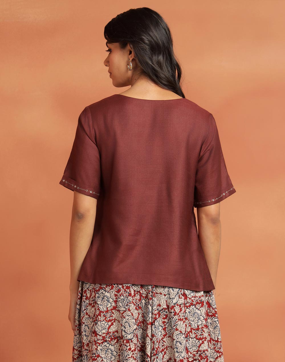 Orange Viscose Silk Top