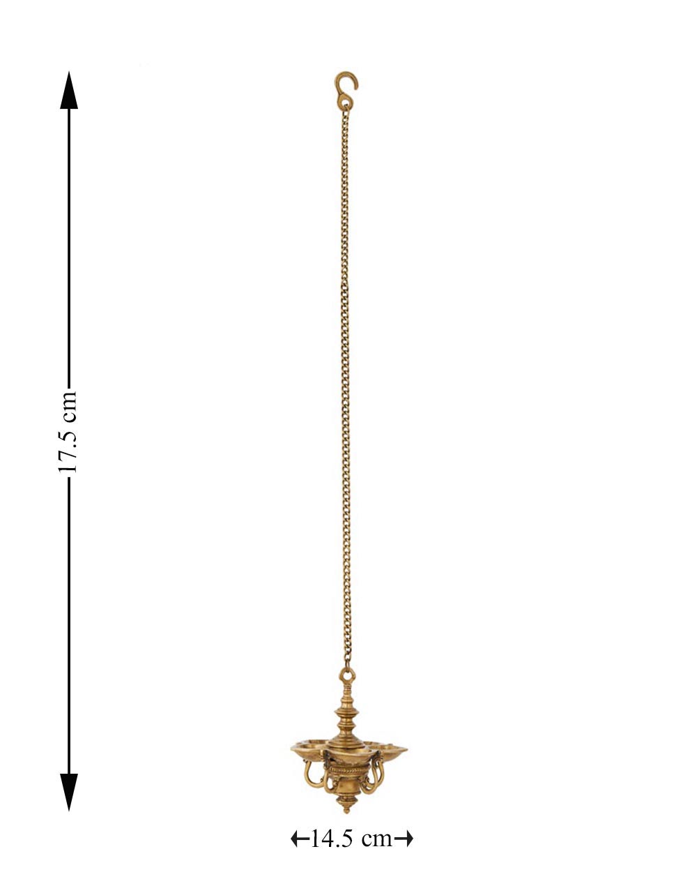 Antique Brass Mehnoor Hanging Oil Lamp Metal Small