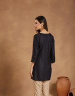 Black Viscose Silk Short Kurta