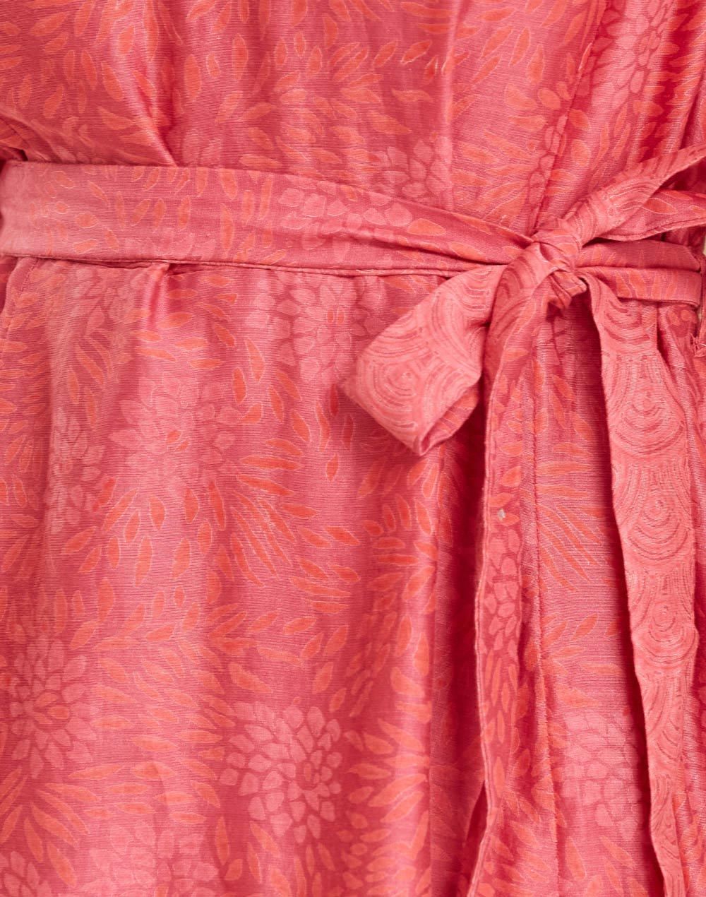Pink Cotton Silk Hand Block Printed Midi Dress