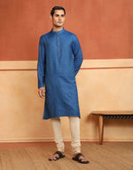 Block print detail on the Blue Block Print Long Kurta