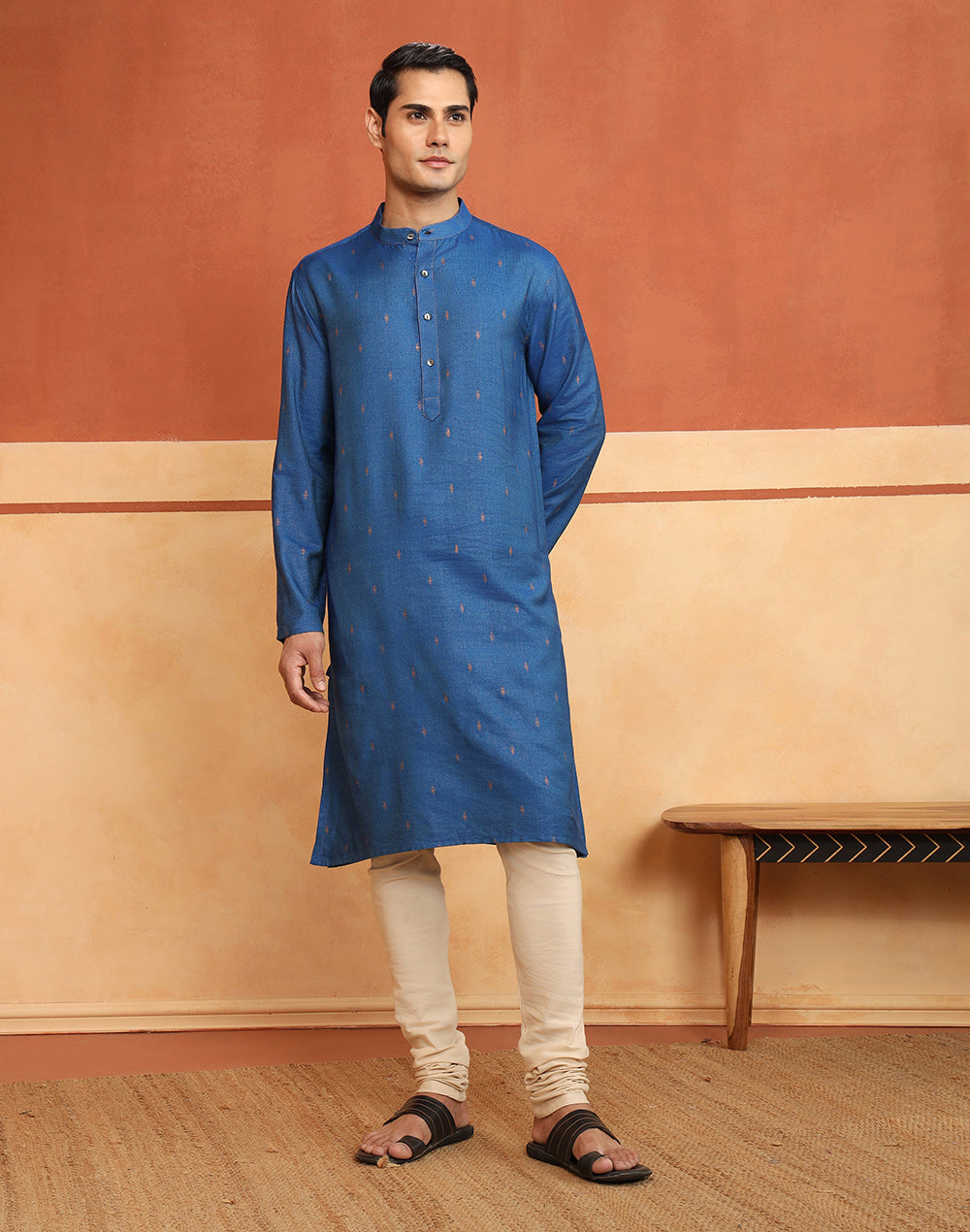 Block print detail on the Blue Block Print Long Kurta