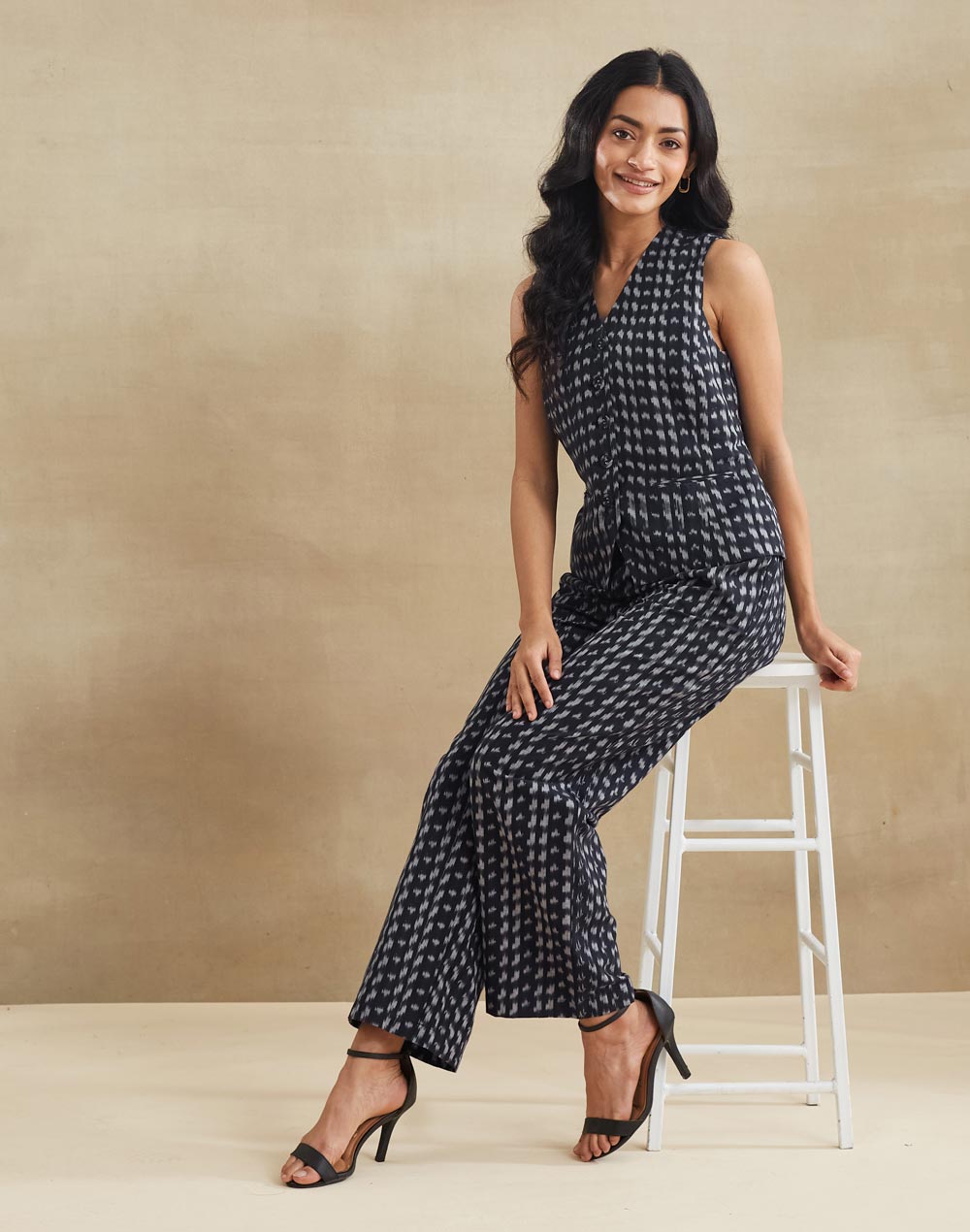 Navy Cotton Retro Revival Coordinated Jacket & Pant Set