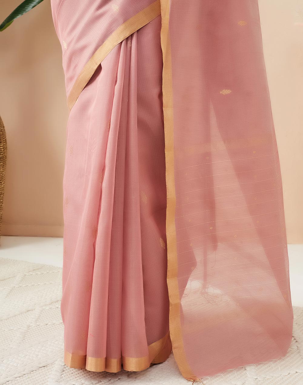 Purple Cotton Silk Blend Chanderi Woven Wonders Sari