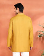 Yellow Viscose Silk Short Kurta