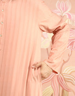 Peach Viscose Blend Stripe Long Kurta