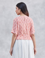 Orange Cotton Floral Short Top