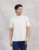 White Cotton Mid Placket Shirt