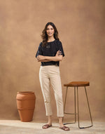 Black Cotton Silk Embroidered Short Top