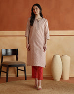 Block print detail on the Pink Block Print Long Kurta