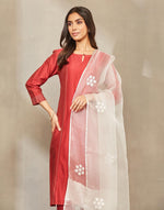 Natural Silk Blend Chikankari Dupatta