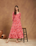 Pink Cotton Printed Maxi