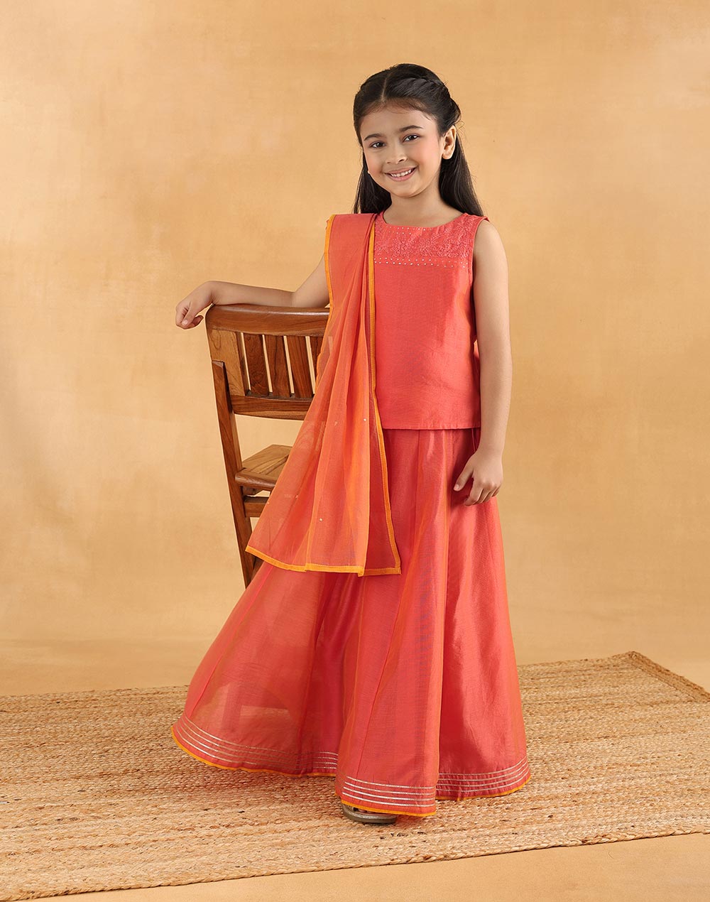 Pink Cotton Silk Blend Embroidered 3pc Ganga Lehenga Set
