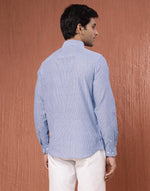 Blue Cotton Striped Shirt