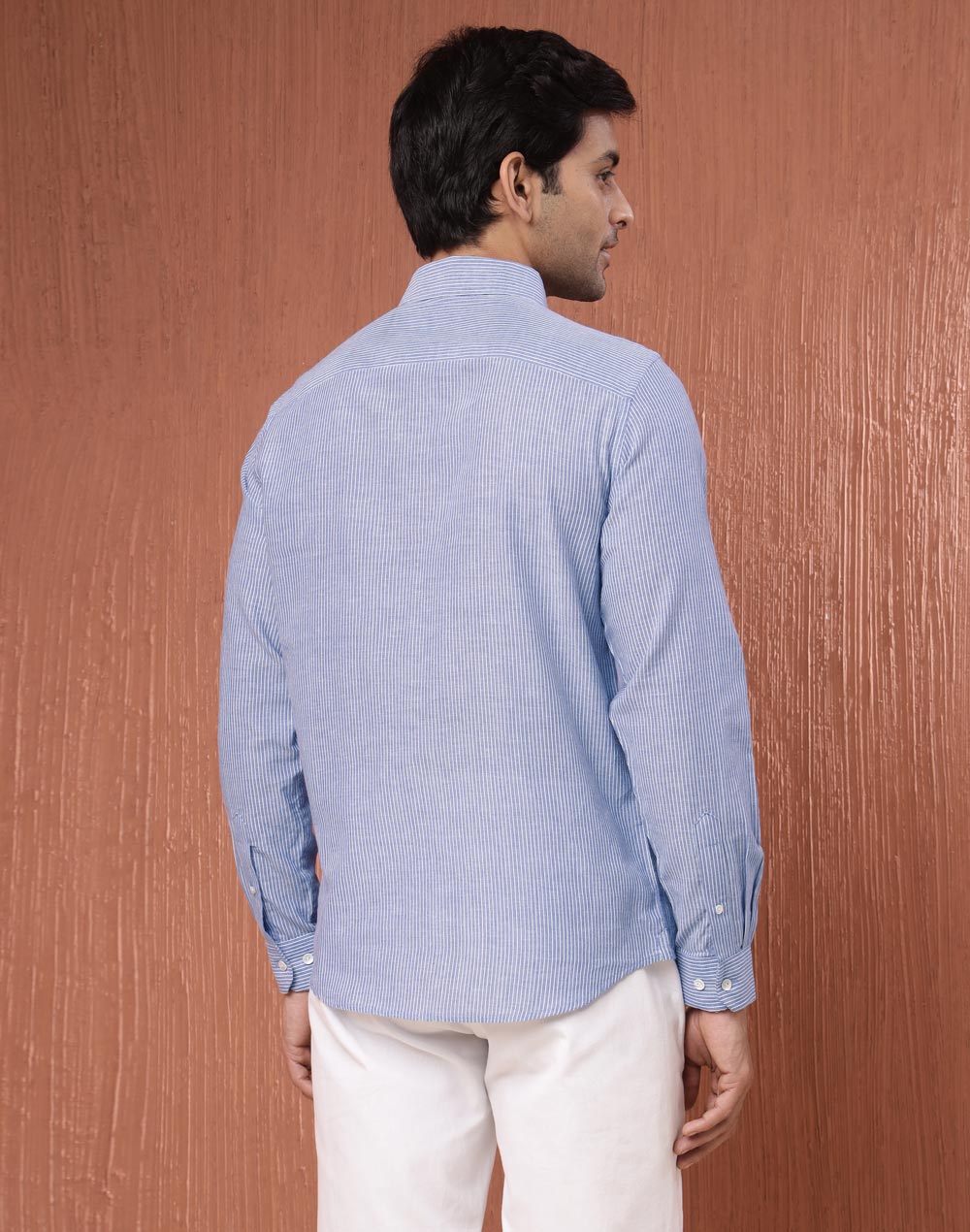 Blue Cotton Striped Shirt