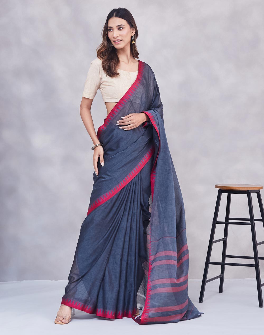 Grey Cotton Sari