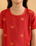Red Cotton Dobby 3pc Churidar Set