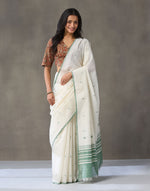 Sage Cotton Silk Blend Woven Wonders Jamdani Sari