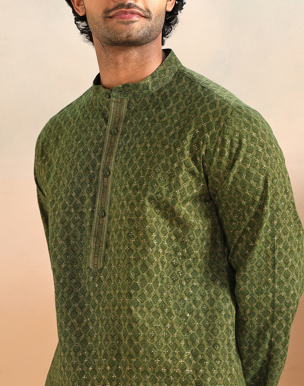 Green Cotton Long Kurta